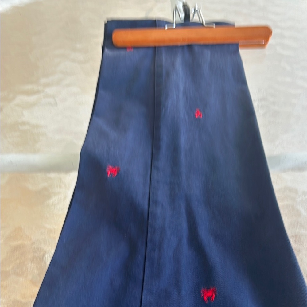 SOLD.   Brooks Brothers Blue and Red Chinos with Embroidered Details
